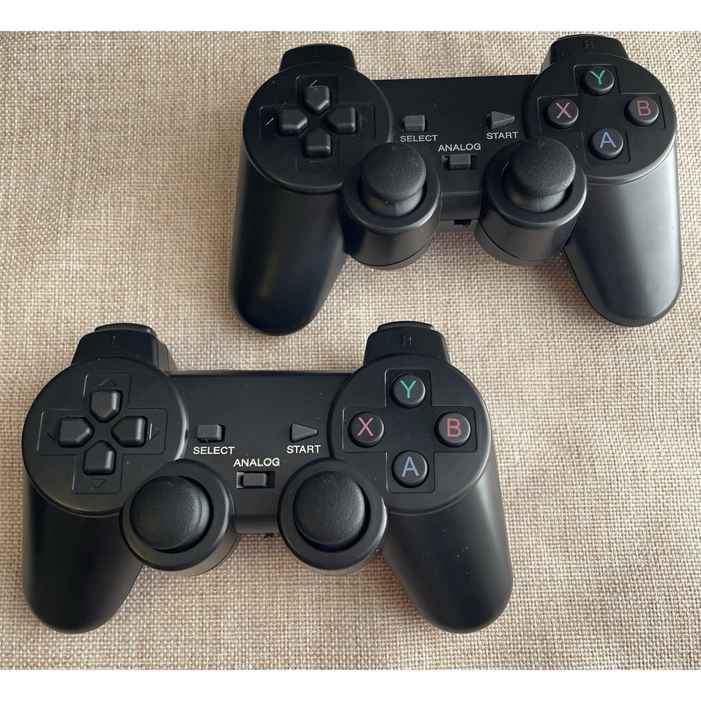 Wireless PS2 Style Controllers 2 Pack Dual Analog Gamepads w/ Receiver Tested